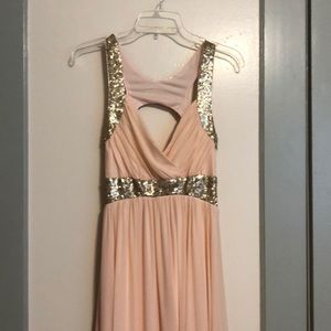 Sheer blush pink prom dress